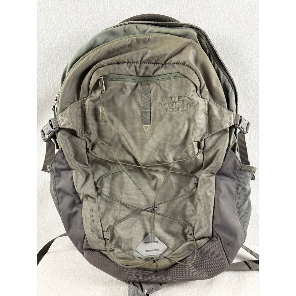 The North Face Borealis Backpack Olive Green Grey Hiking School Laptop Bag